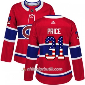 Dame Ishockey Montreal Canadiens Tröja Carey Price 31 Adidas 2017-2018 Röd USA Flag Fashion Authentic